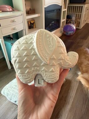 White Ceramic Elephant Night Light pottery barn kids